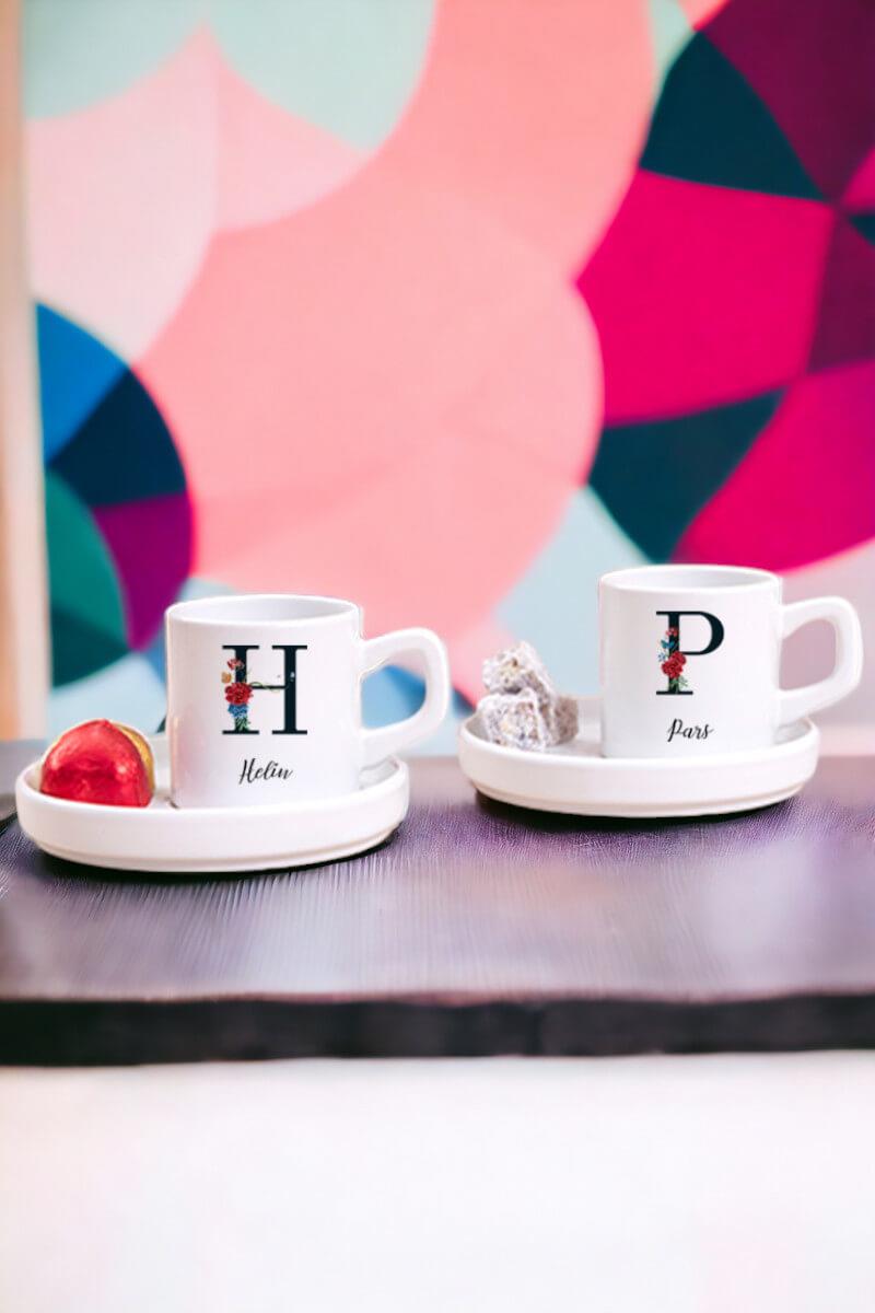 Baş Harfli ve İsimli İkili Concept Türk Kahvesi Fincanı