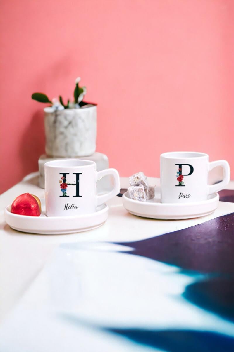 Baş Harfli ve İsimli İkili Concept Türk Kahvesi Fincanı