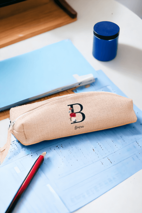 Baş Harfli ve İsimli Keten Bez Kalemlik