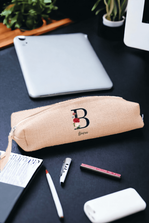Baş Harfli ve İsimli Keten Bez Kalemlik