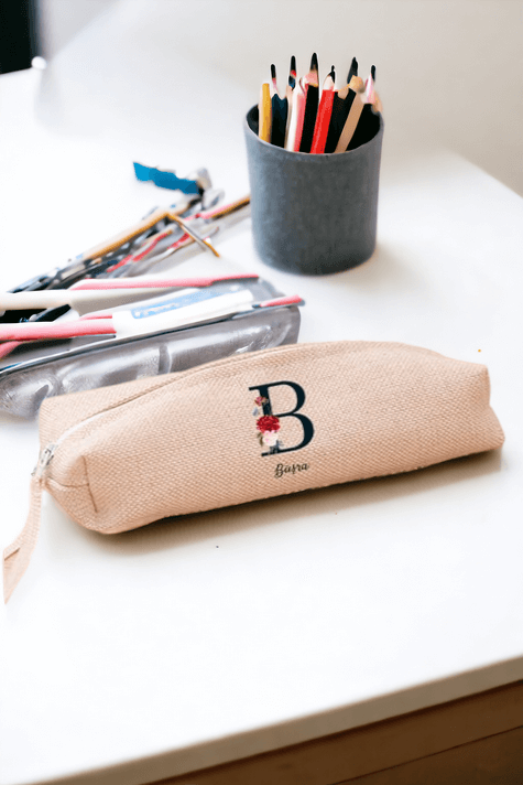 Baş Harfli ve İsimli Keten Bez Kalemlik