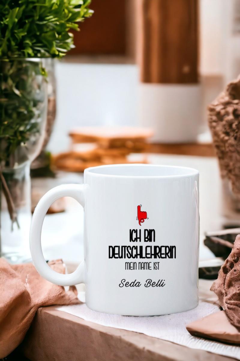 Bayan Almanca Öğretmenine Hediye Beyaz Kupa Bardak