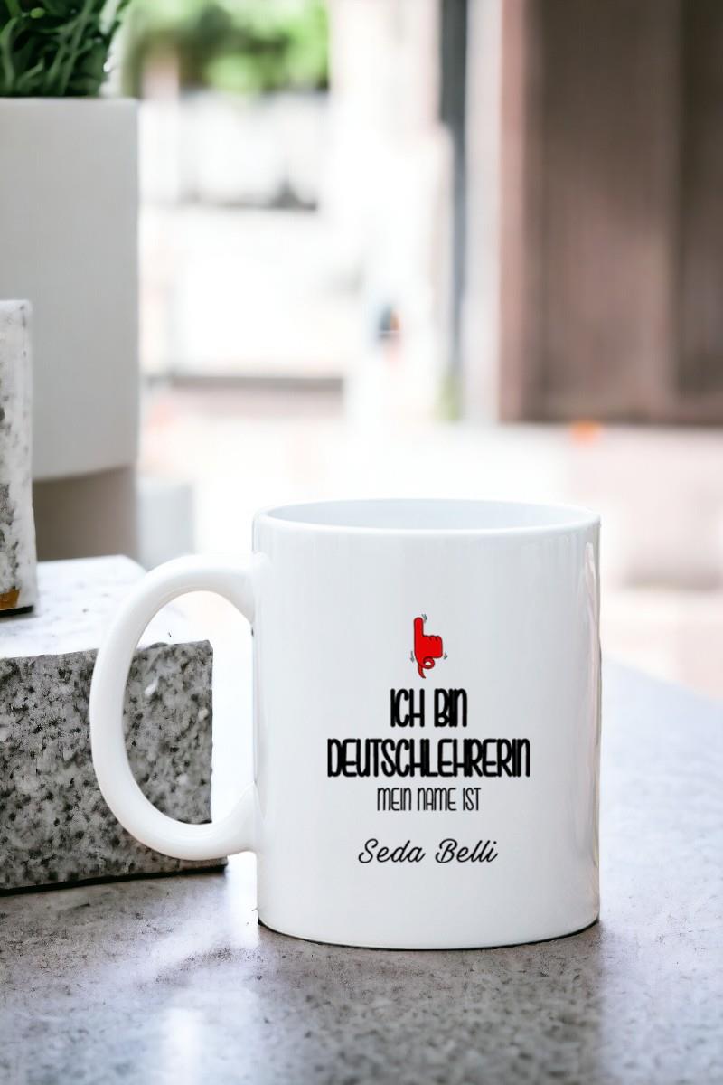 Bayan Almanca Öğretmenine Hediye Beyaz Kupa Bardak