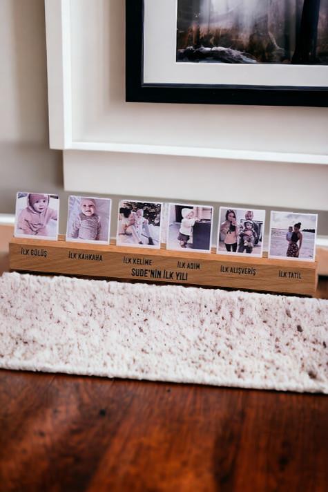 Bebeklere Hediye Kişiye Özel Fotoğraflı Ahşap Stand