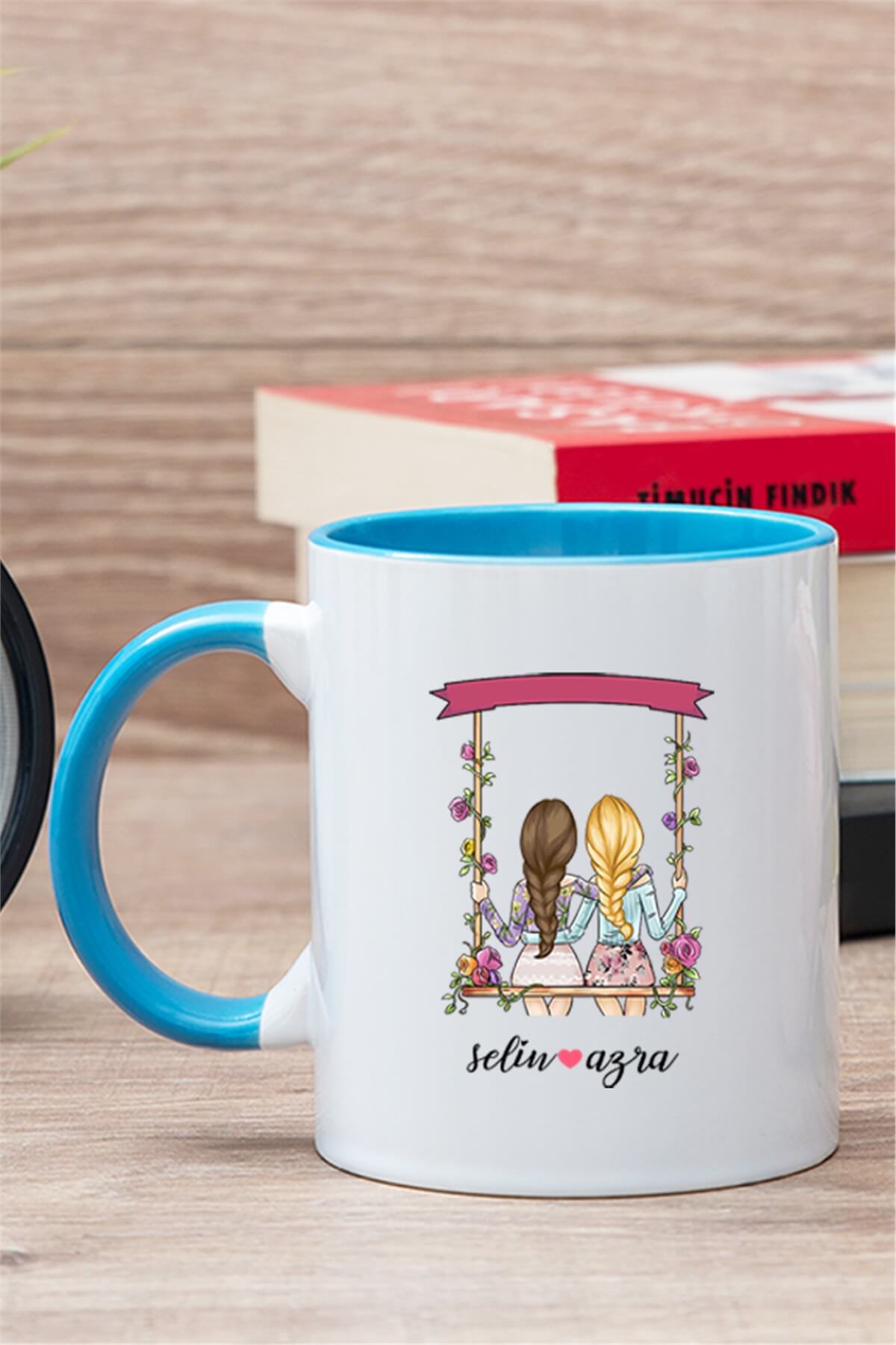 Best Friends Salıncak Tasarım İçi Renkli Kupa Bardak