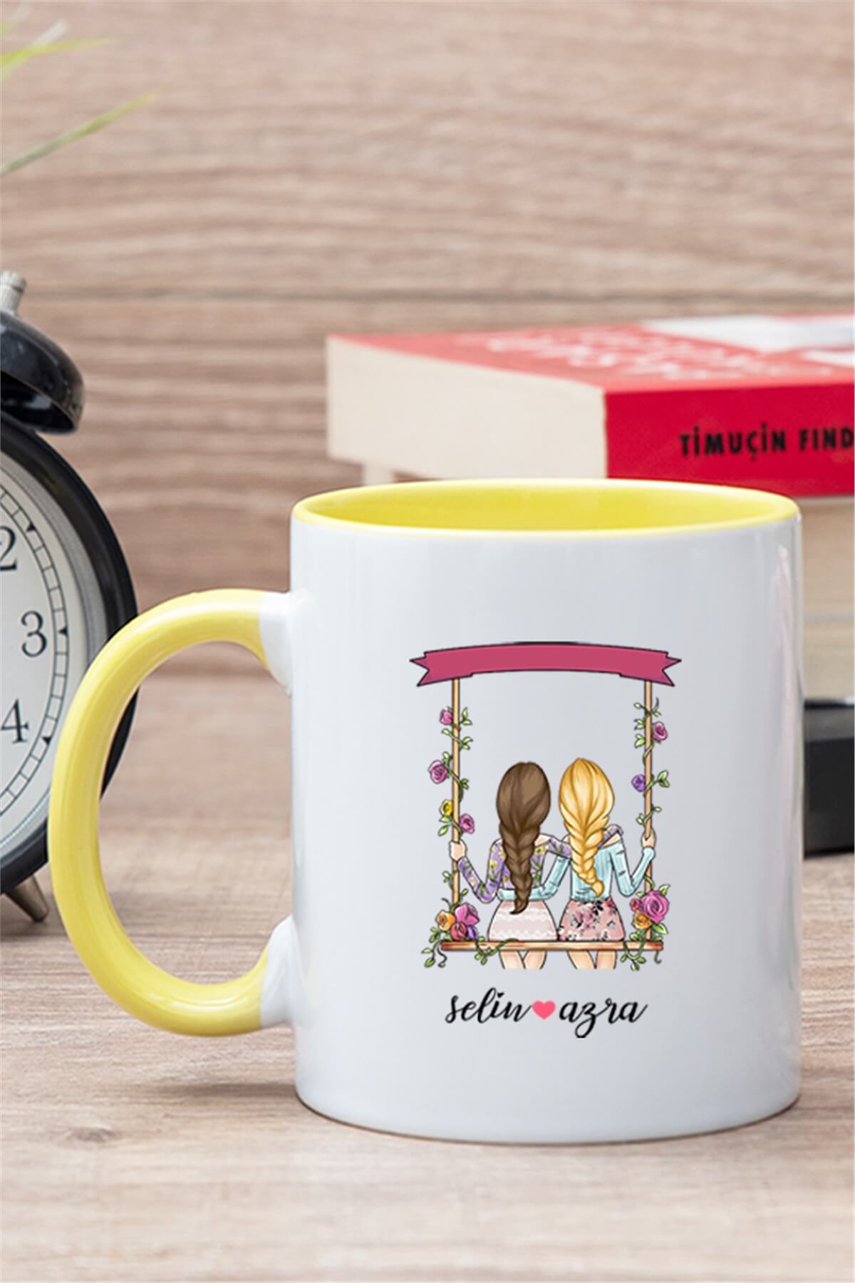 Best Friends Salıncak Tasarım İçi Renkli Kupa Bardak