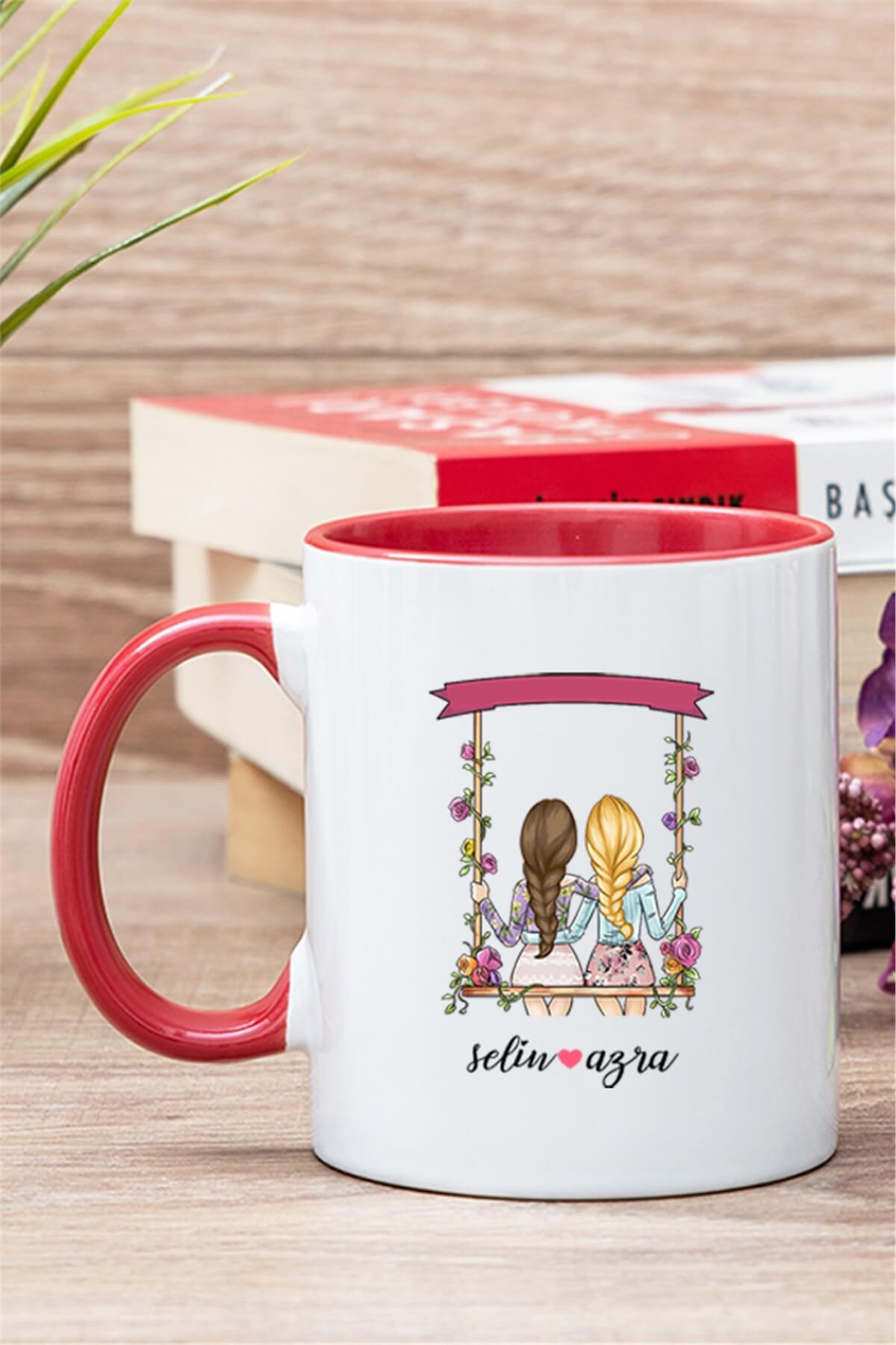 Best Friends Salıncak Tasarım İçi Renkli Kupa Bardak