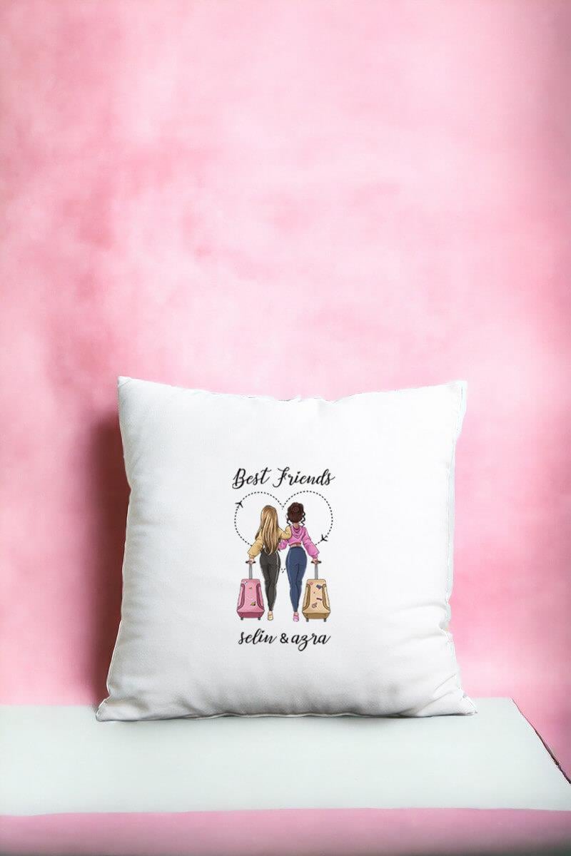 Best Friends Saten Kare Yastık