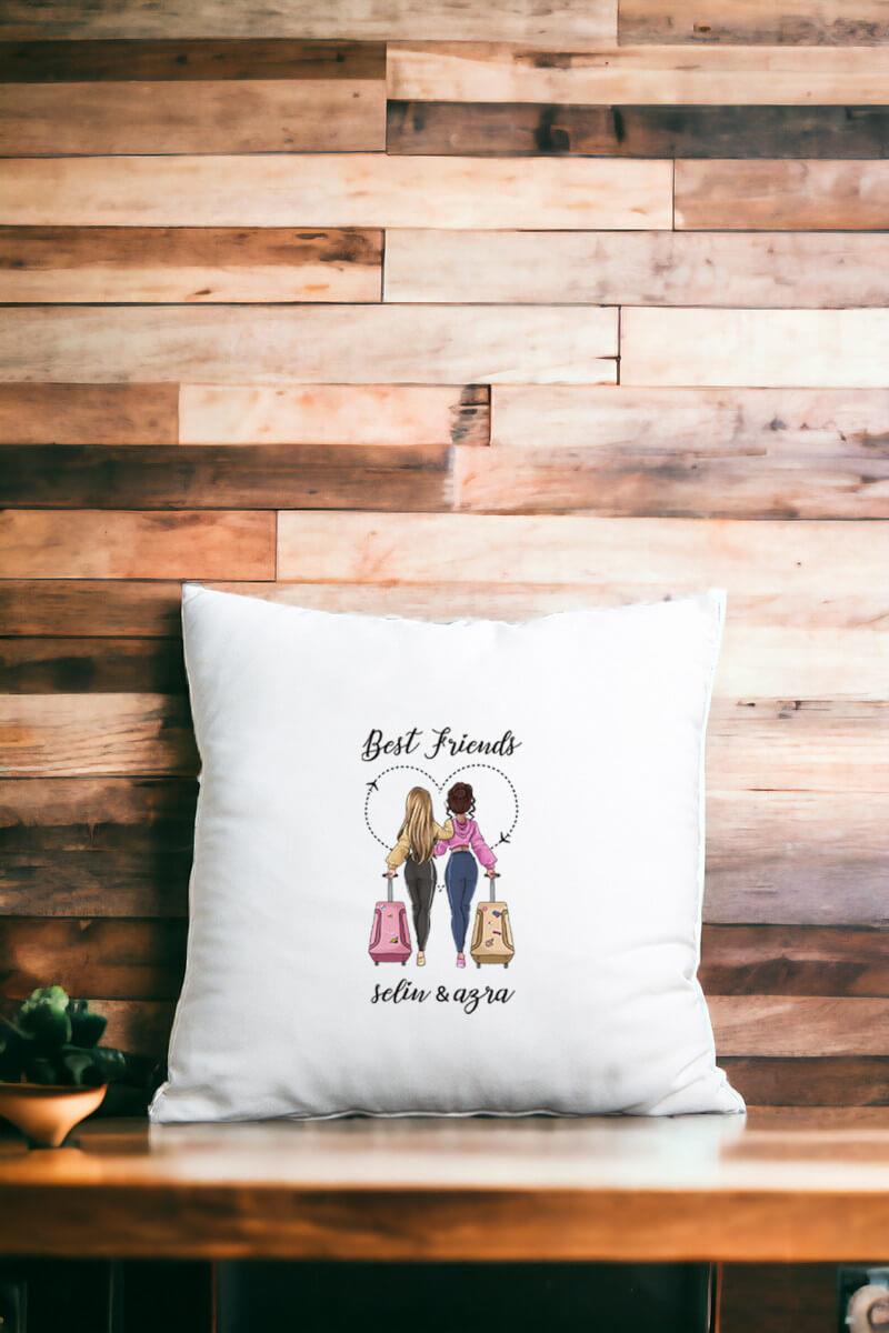 Best Friends Saten Kare Yastık