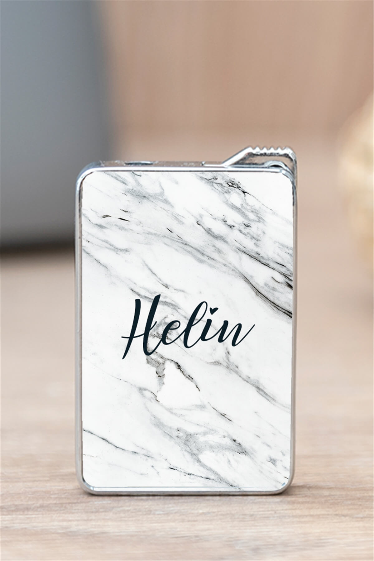Beyaz Mermer Desenli İsimli Çakmak
