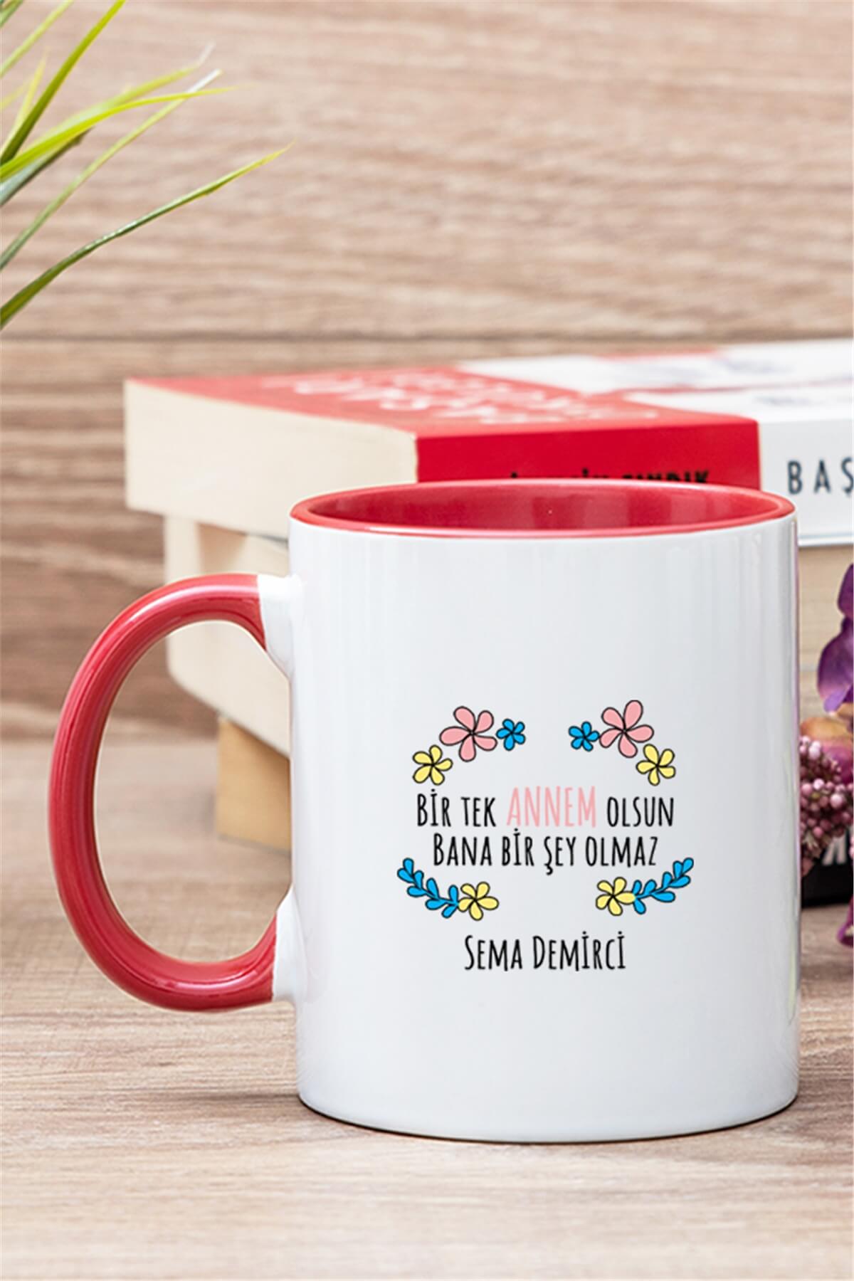 Bi Tek Annem Olsun İçi Renkli Kupa Bardak