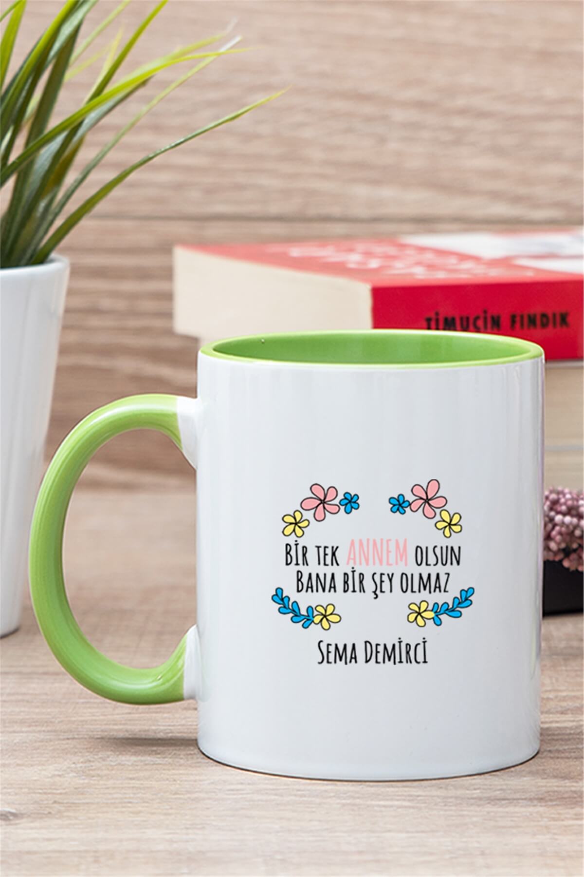 Bi Tek Annem Olsun İçi Renkli Kupa Bardak