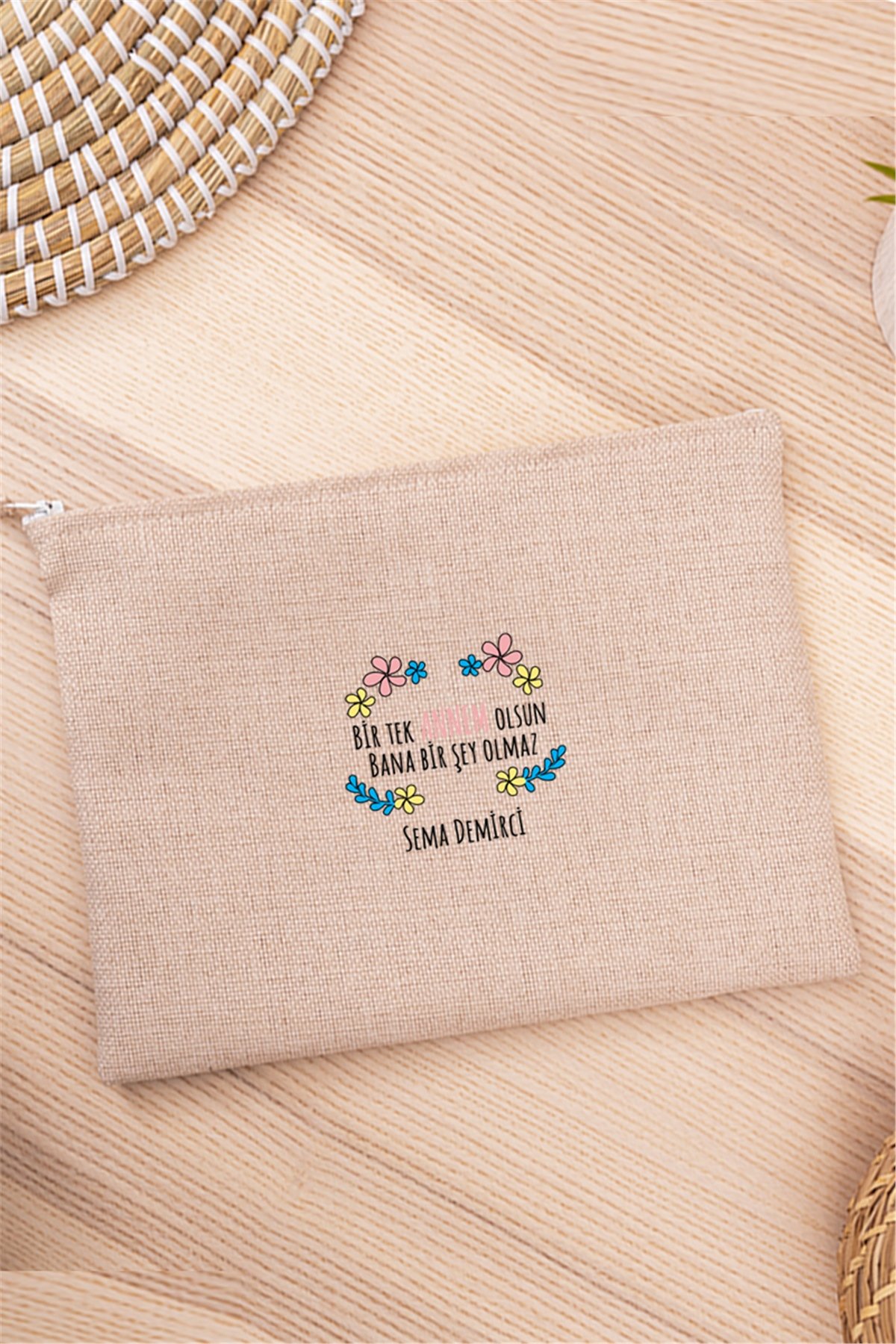 Bi Tek Annem Olsun Keten Bez El Çantası