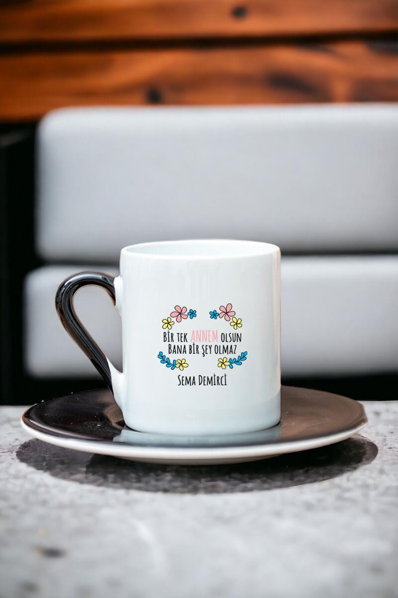 Bi Tek Annem Olsun Renkli Türk Kahvesi Fincanı