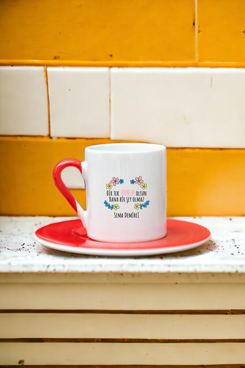 Bi Tek Annem Olsun Renkli Türk Kahvesi Fincanı