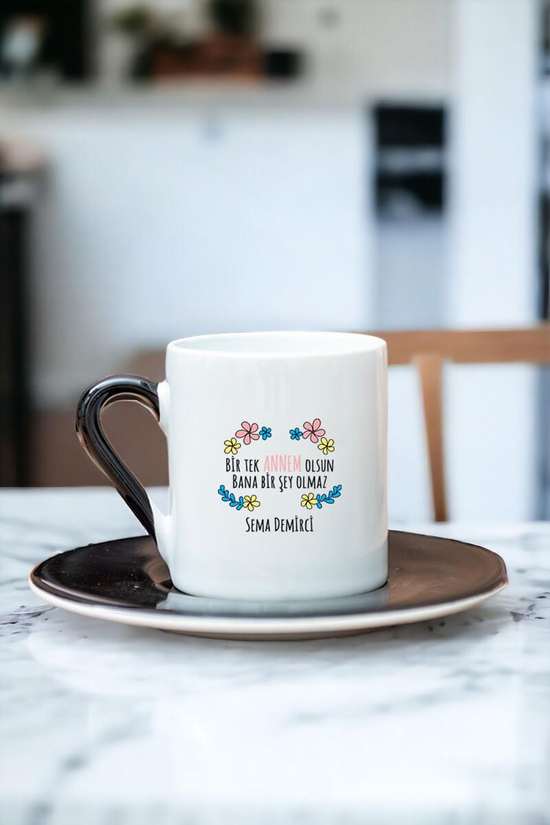 Bi Tek Annem Olsun Renkli Türk Kahvesi Fincanı