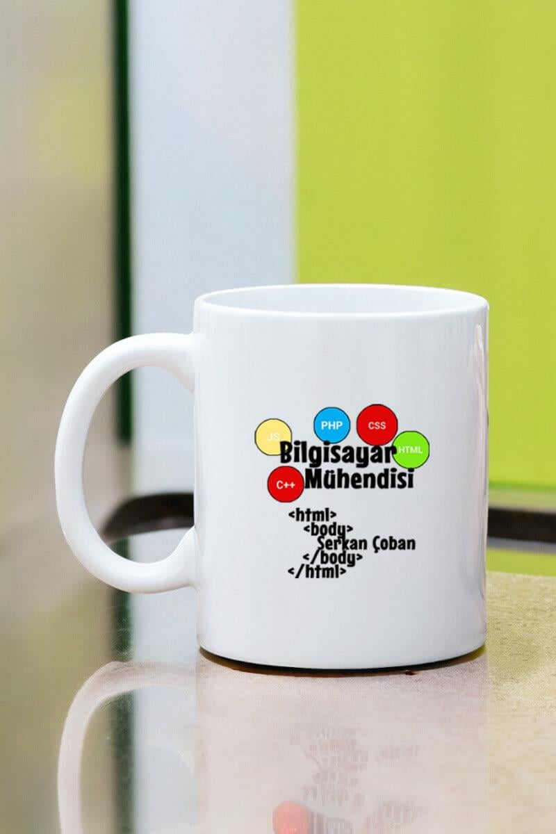 Bilgisayar Mühendisine Hediye Kod Tasarım Beyaz Kupa Bardak