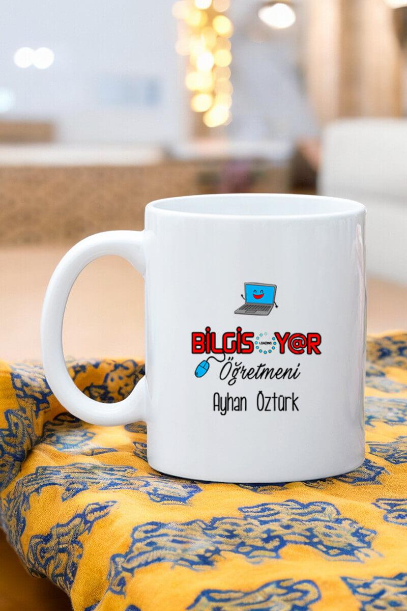 Bilgisayar Öğretmenine Hediye Beyaz Kupa Bardak