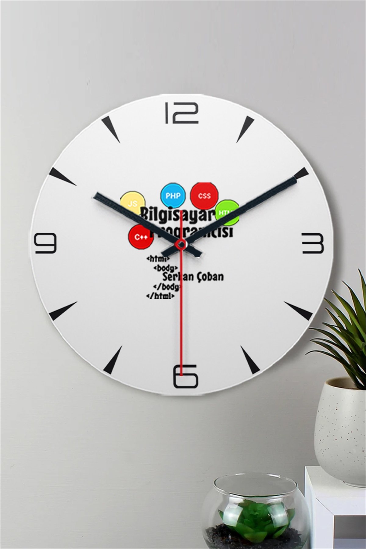 Bilgisayar Programcısı Ahşap Duvar Saati