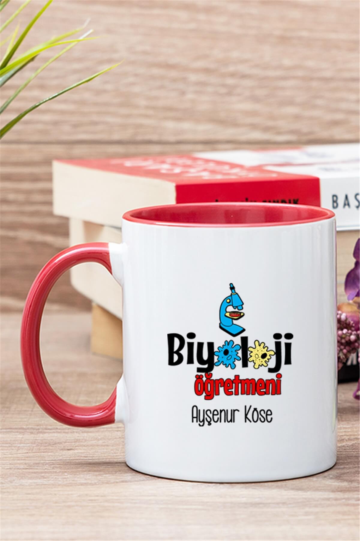 Biyoloji Öğretmeni İçi Renkli Kupa Bardak