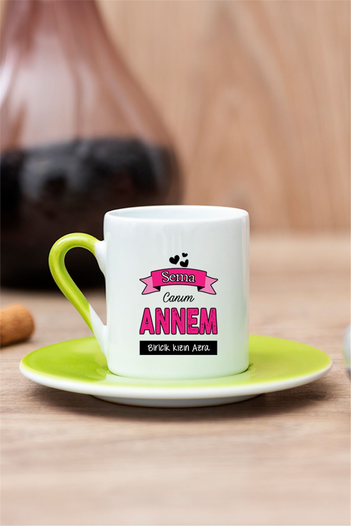 Canım Annem Renkli Türk Kahvesi Fincanı