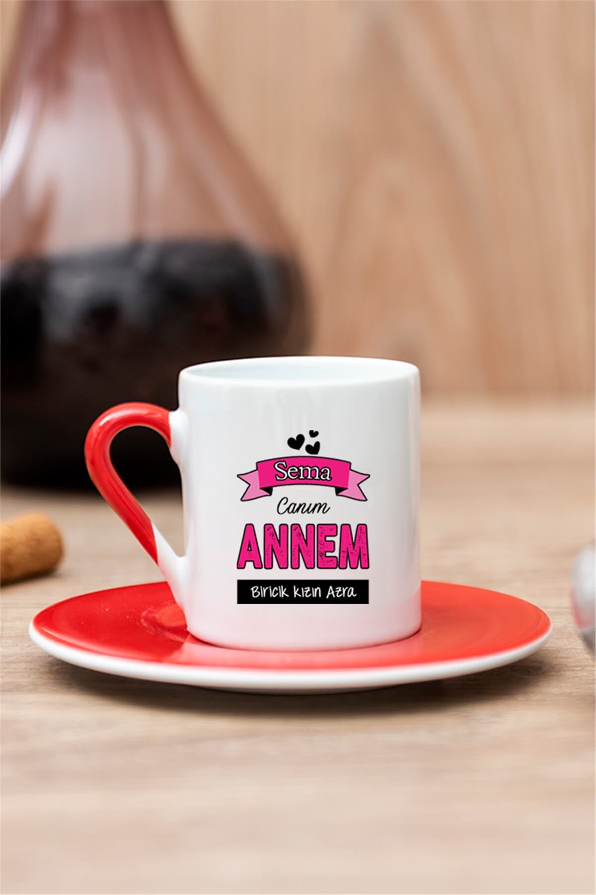 Canım Annem Renkli Türk Kahvesi Fincanı