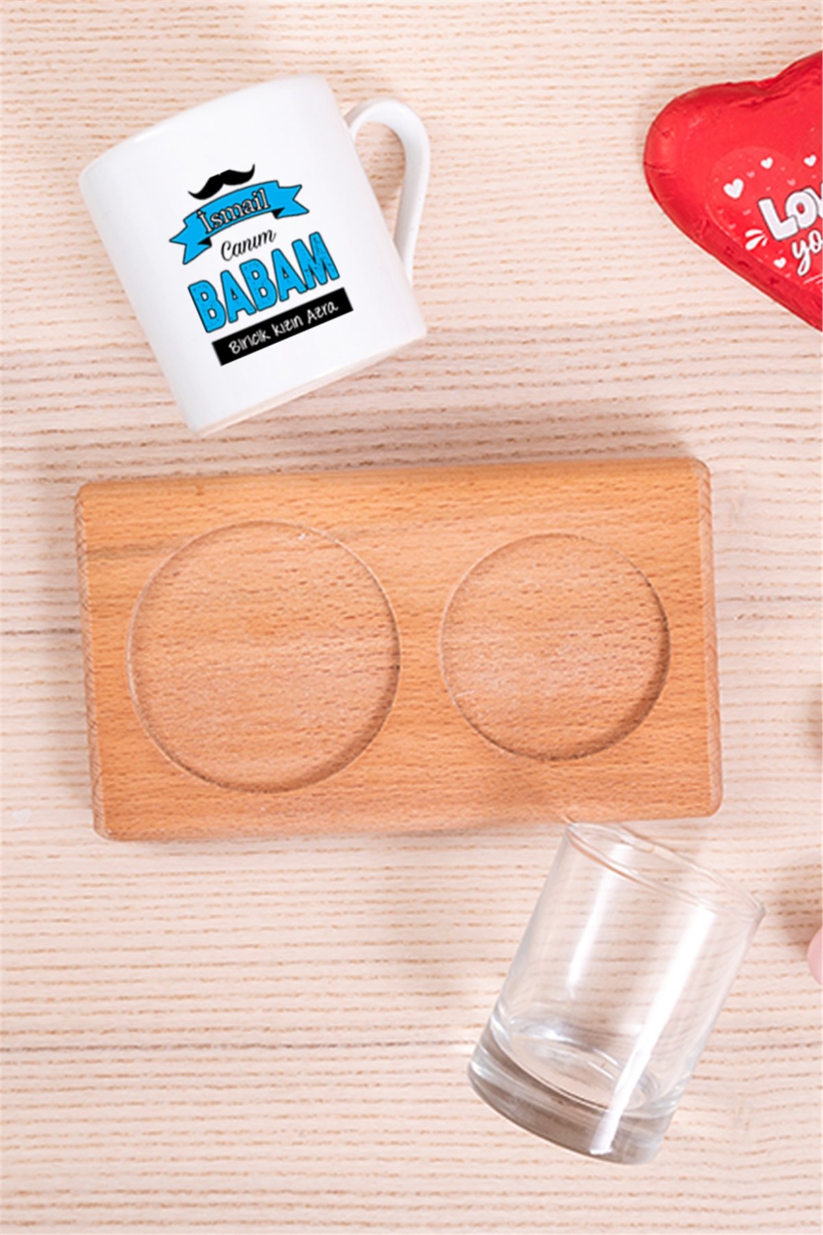 Babama Babalar Günü Hediyesi Ahşap Sunumlu Türk Kahvesi Fincanı