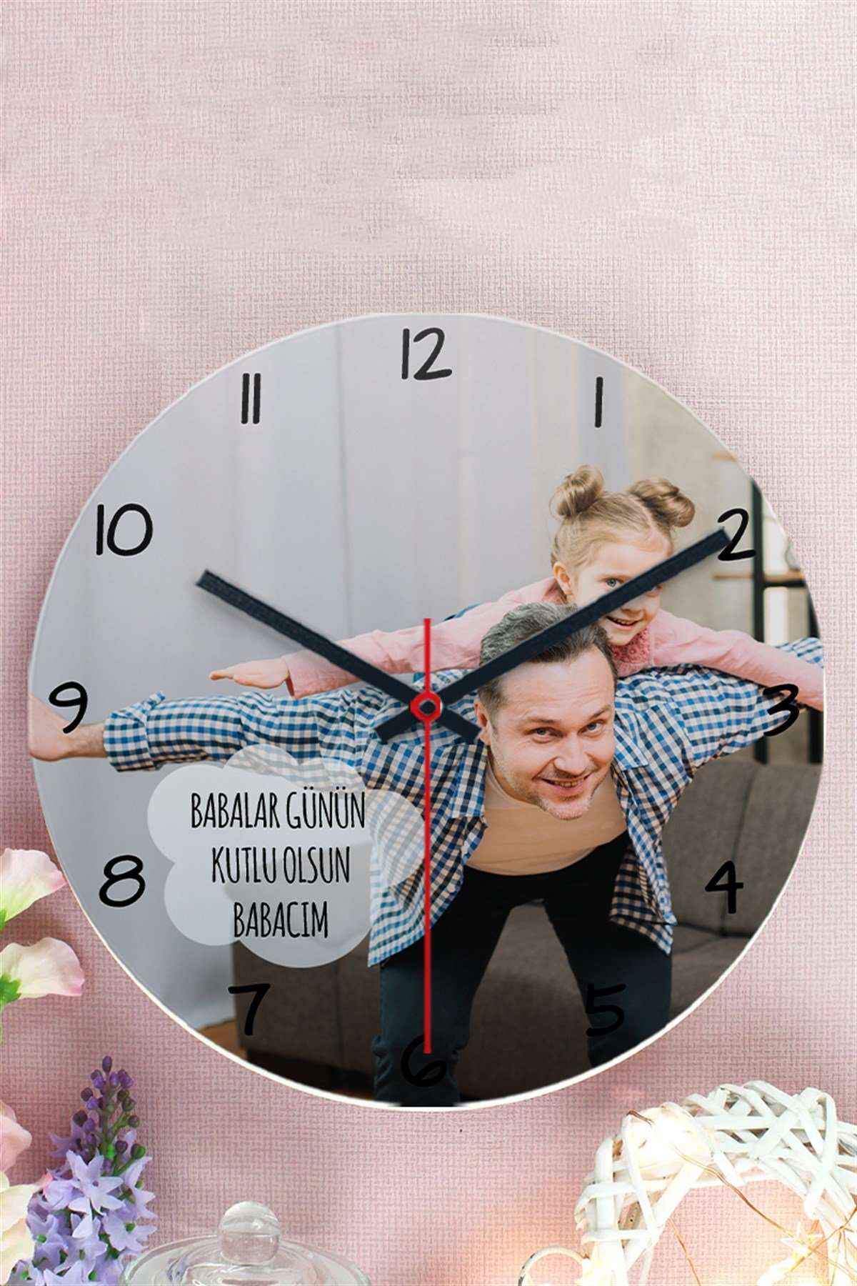 Canım Babam Resimli Ahşap Duvar Saati