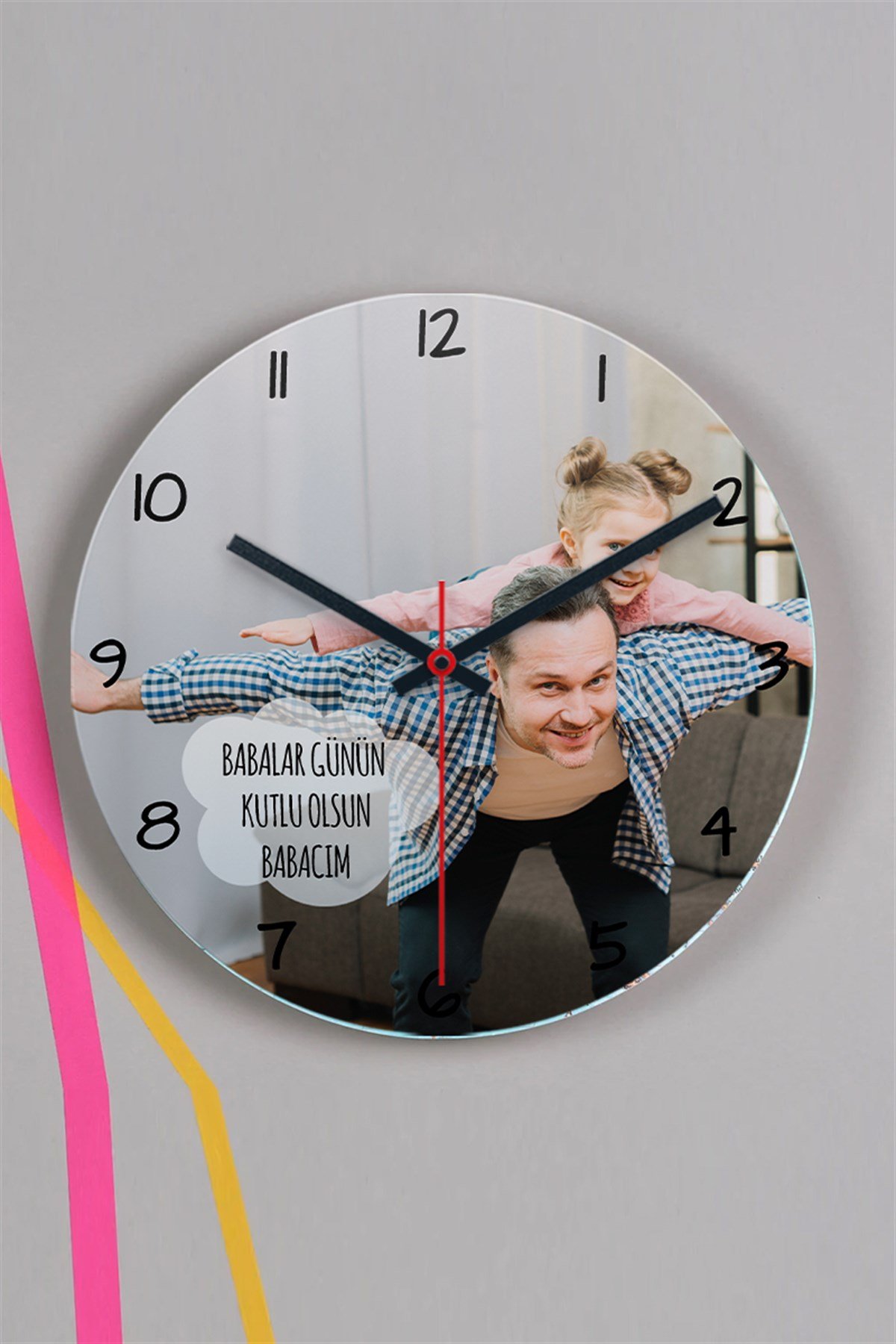 Canım Babam Resimli Ahşap Duvar Saati