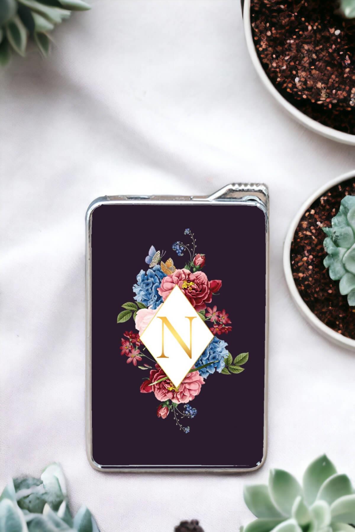 Çiçek Tasarım Baş Harfli Çakmak