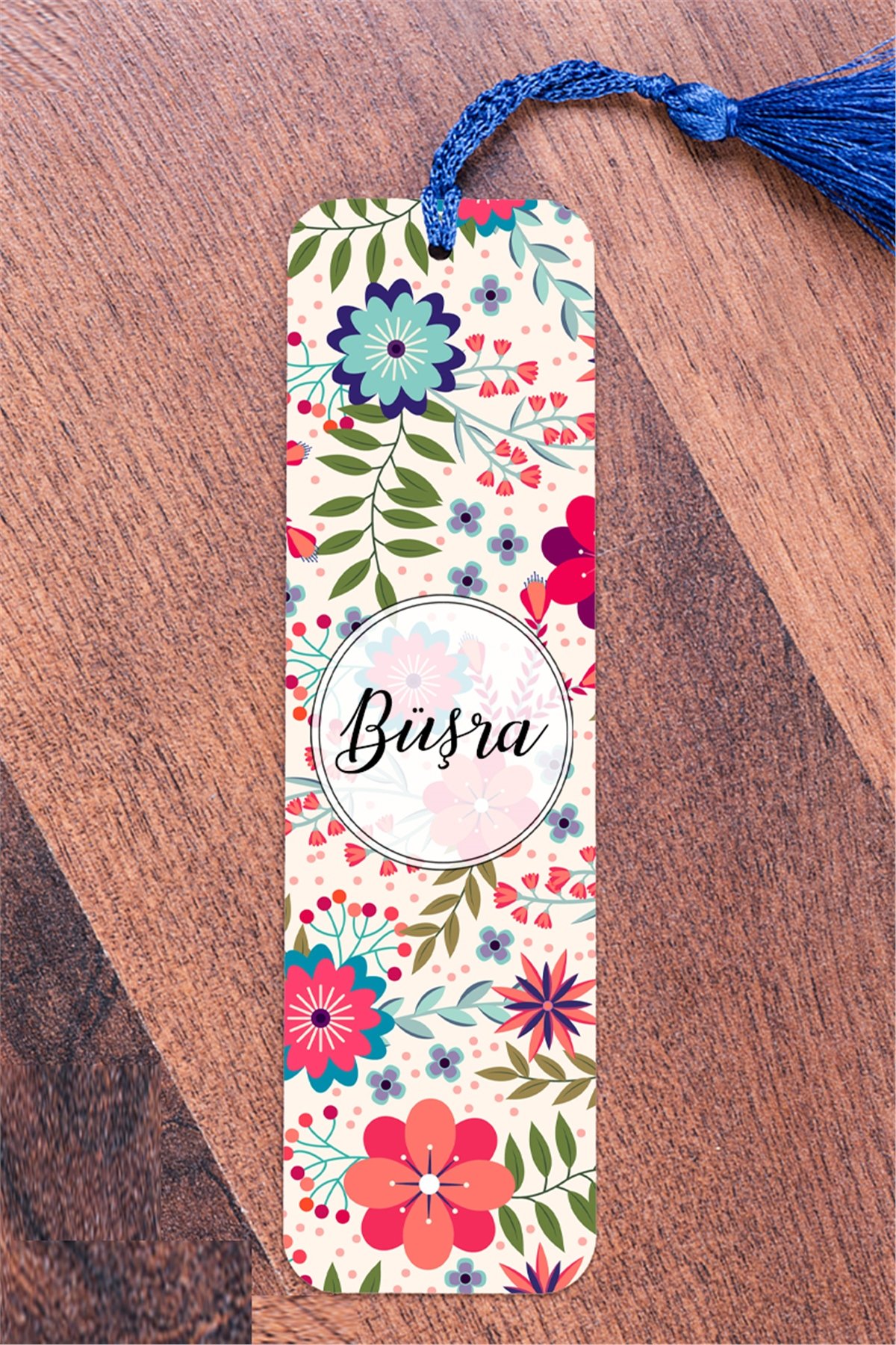 Çiçekli ve İsimli Kişiye Özel Metal Kitap Ayracı