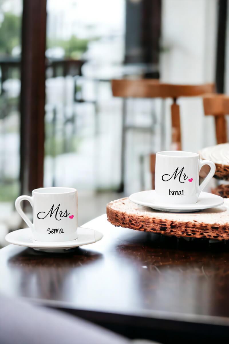 Çiftlere Özel İkili Beyaz Türk Kahvesi Fincanı
