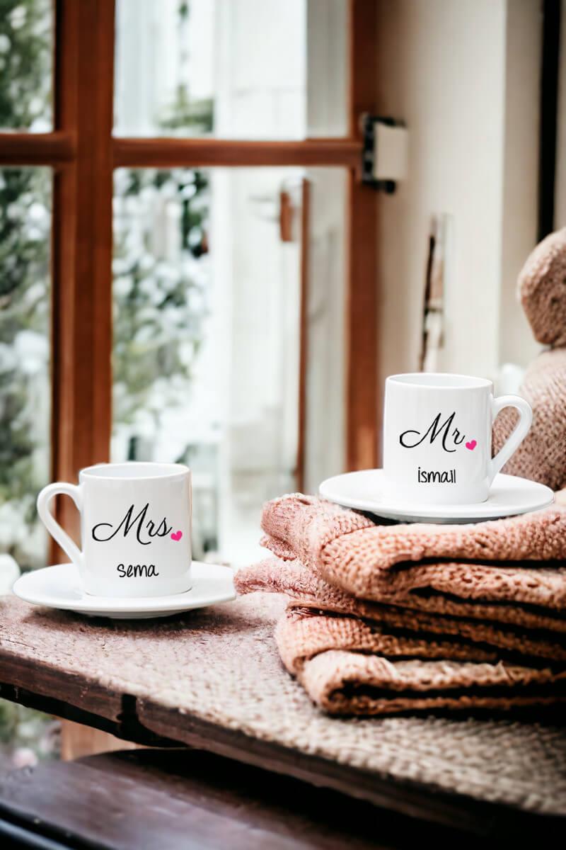 Çiftlere Özel İkili Beyaz Türk Kahvesi Fincanı