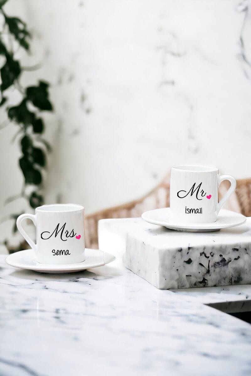 Çiftlere Özel İkili Beyaz Türk Kahvesi Fincanı