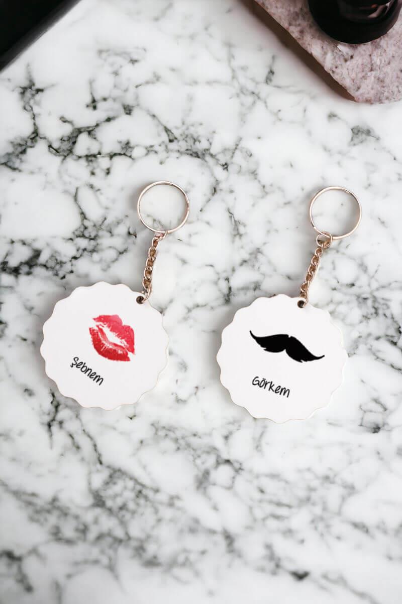 Çiftlere Özel İsimli İkili Anahtarlık