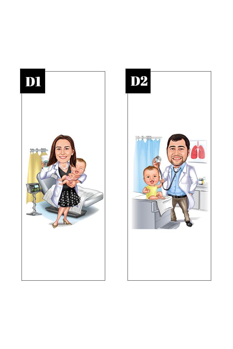 Çocuk Doktoruna Hediye Karikatürlü Sıcaklık Göstergeli Çelik Termos