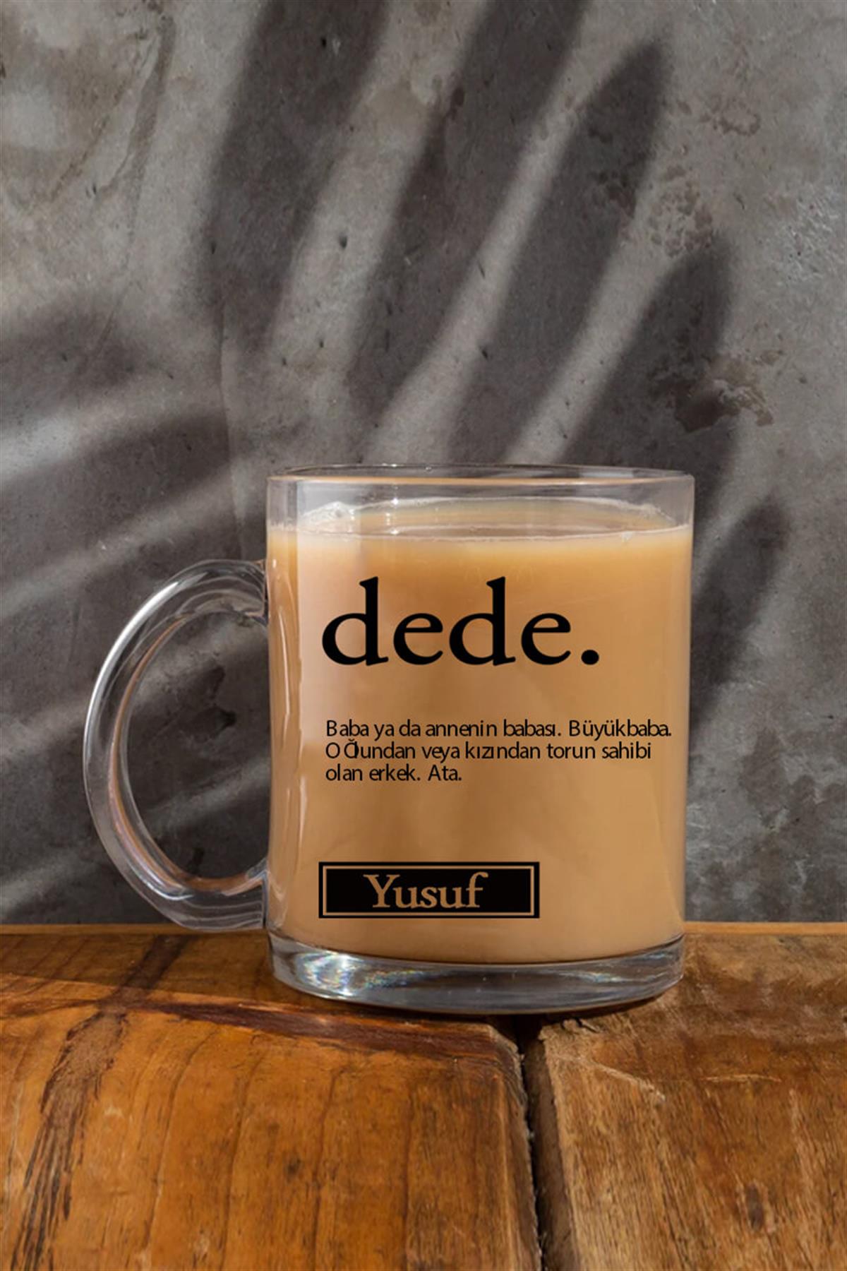 Dedeye Anlamlı Babalar Günü Hediyesi Cam Kahve Kupası