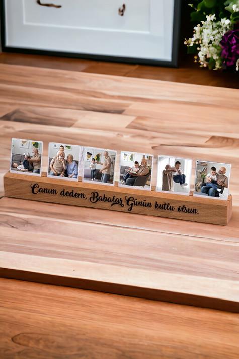 Dedeye Babalar Günü Hediyesi Mesajlı Ahşap Fotoğraf Standı