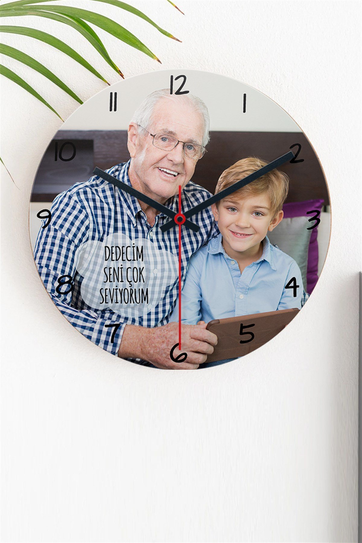 Dedeye Hediye Fotoğraf Baskılı Ahşap Duvar Saati