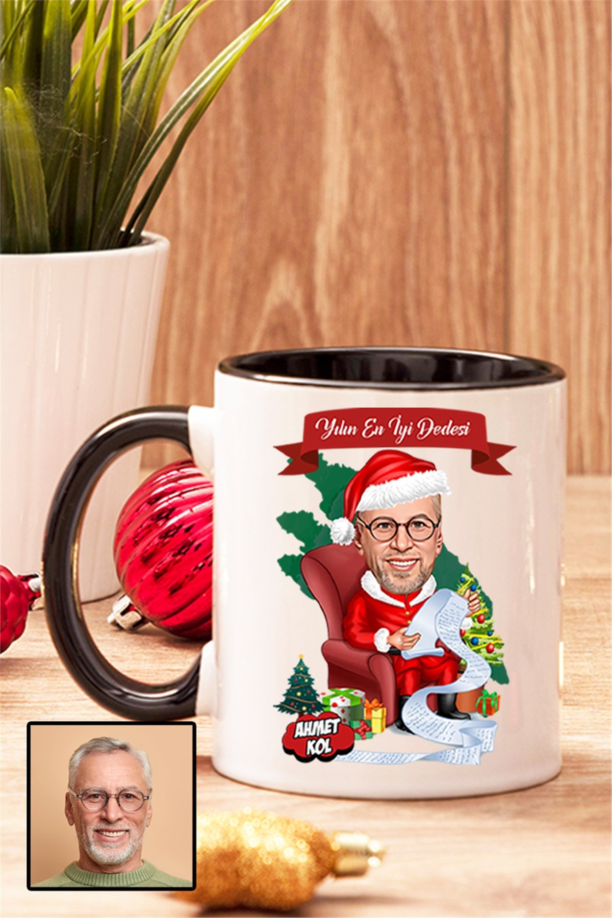 Dedeye Yılbaşı Hediyesi Karikatürlü Renkli Kupa Bardak