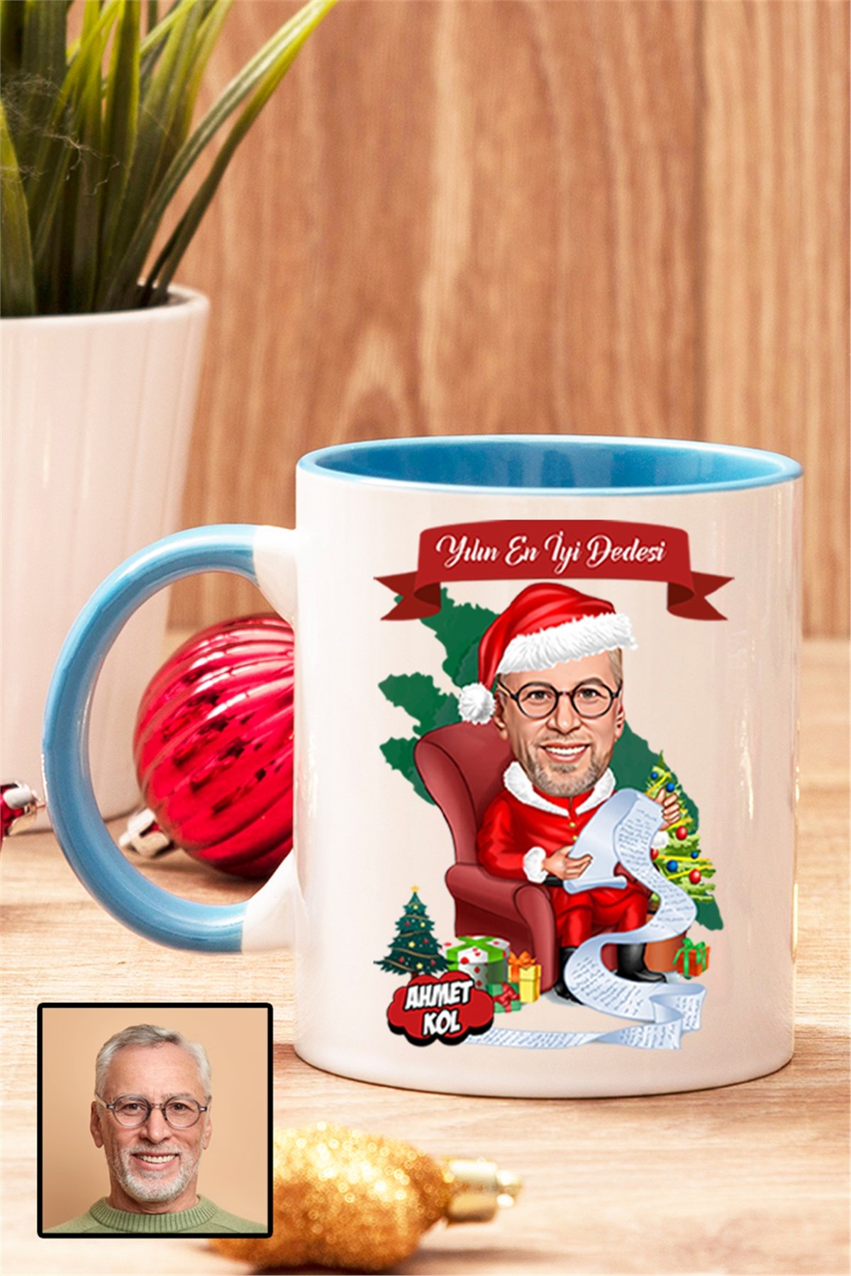 Dedeye Yılbaşı Hediyesi Karikatürlü Renkli Kupa Bardak