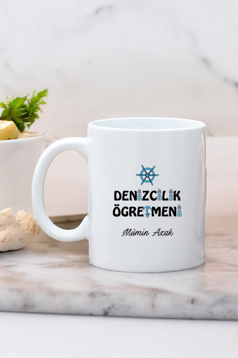 Denizcilik Öğretmenine Hediye Beyaz Kupa Bardak