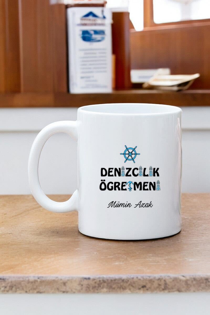 Denizcilik Öğretmenine Hediye Beyaz Kupa Bardak