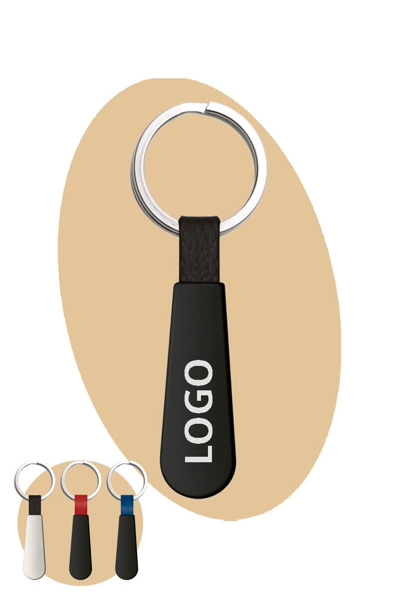 Deri Detaylı Metal Oval Kesim Anahtarlık 0245-PETK