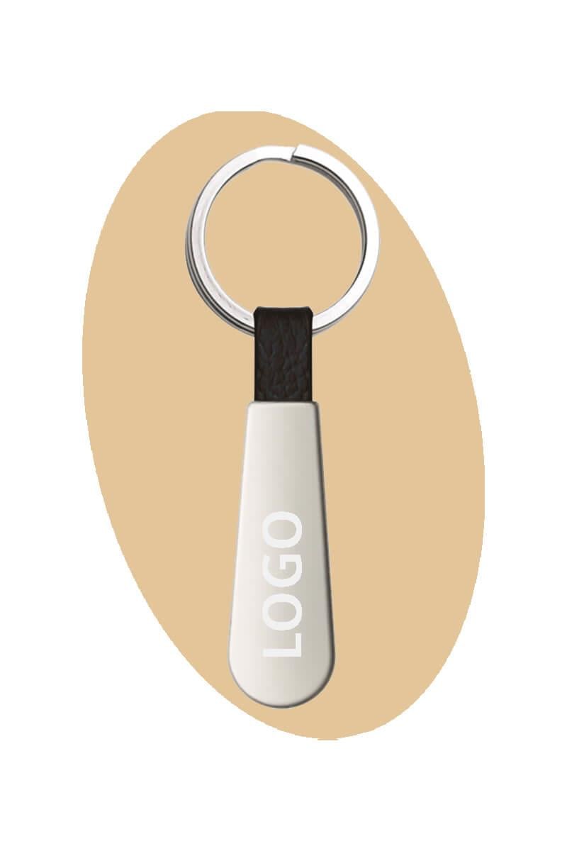 Deri Detaylı Metal Oval Kesim Anahtarlık 0245-PETK