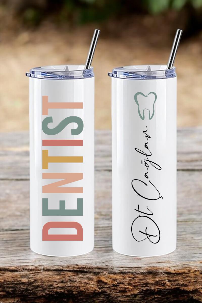 Diş Doktoruna Hediye İsim Yazılı Çelik Termos Bardak