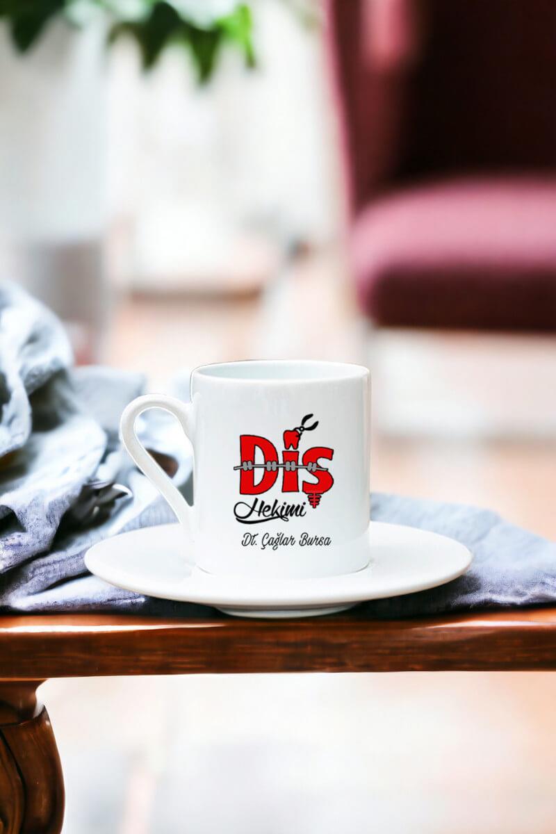 Diş Hekimi Beyaz Türk Kahvesi Fincanı