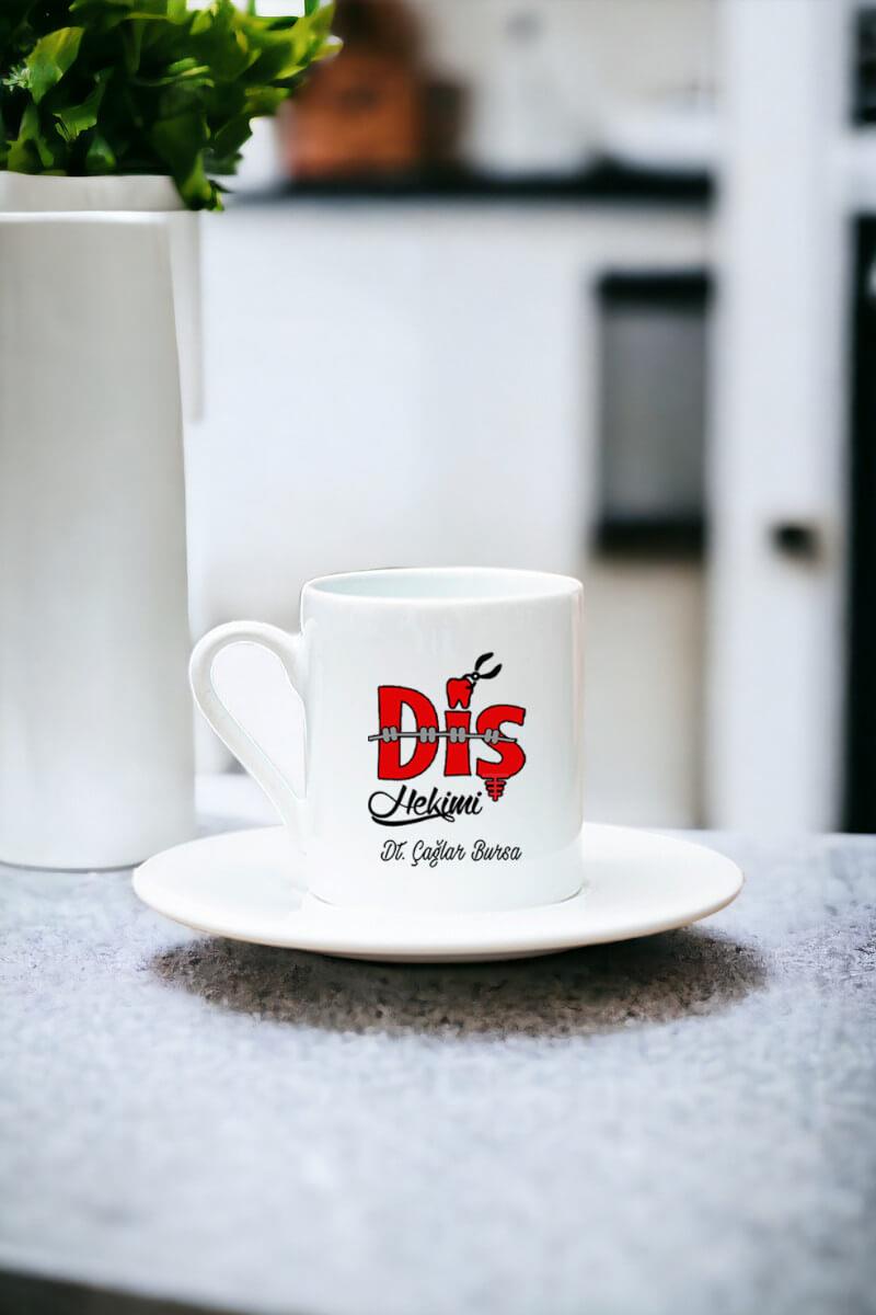 Diş Hekimi Beyaz Türk Kahvesi Fincanı