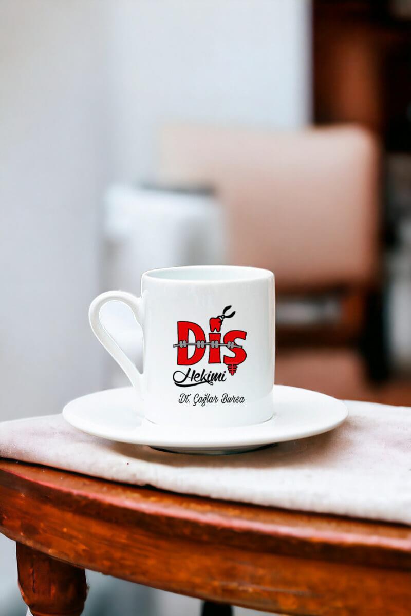 Diş Hekimi Beyaz Türk Kahvesi Fincanı