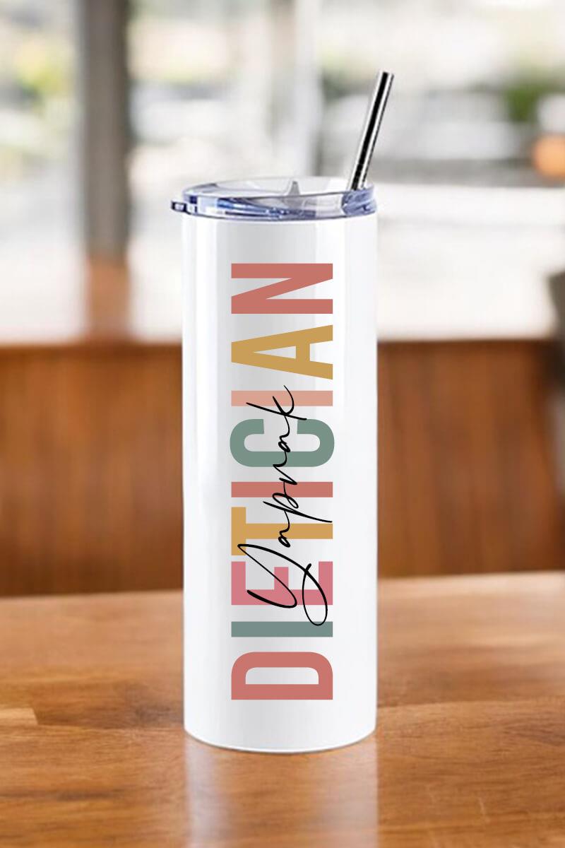 Diyetisyene Hediye İsme Özel Çelik Pipetli Termos Bardak